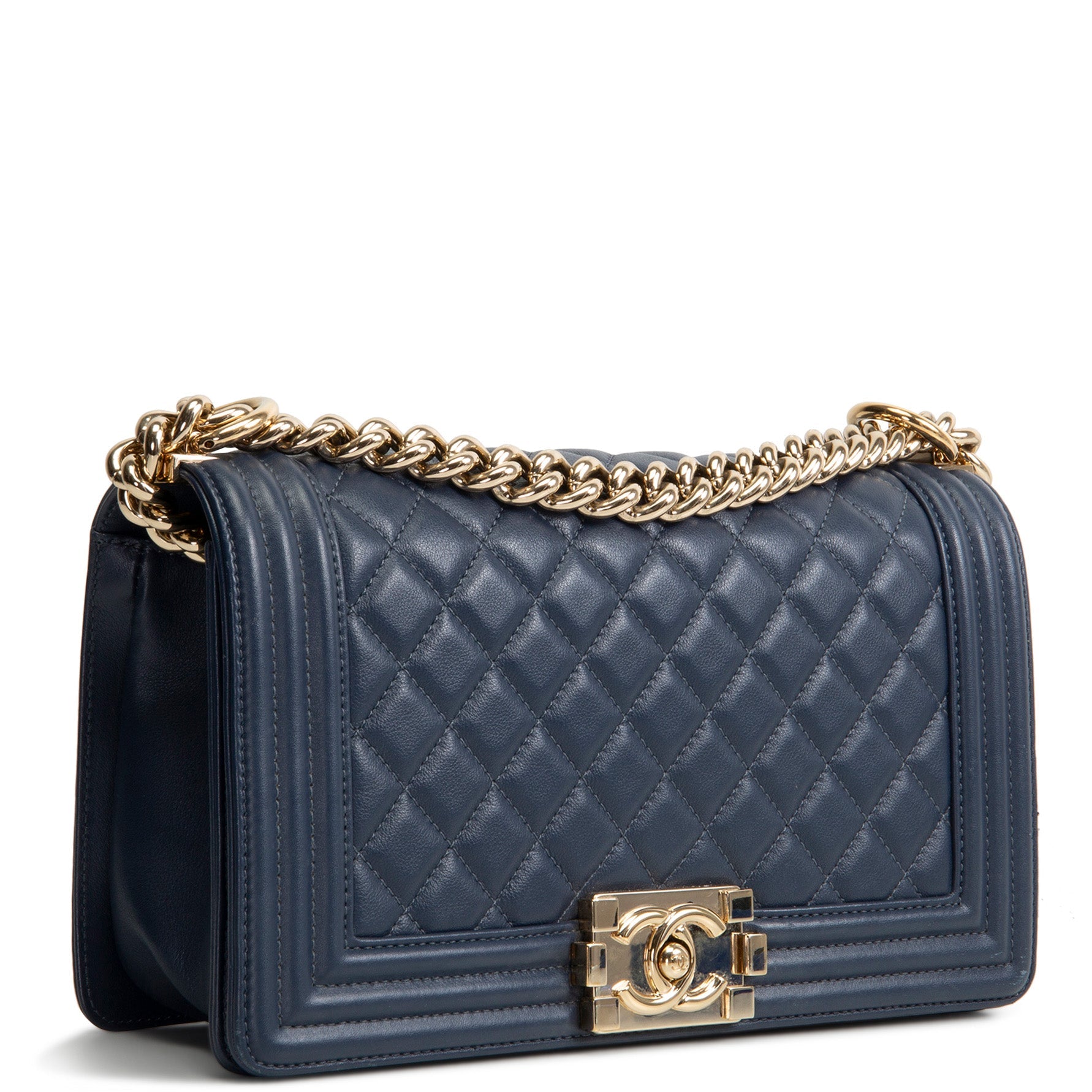 CHANEL Medium Quilted Boy Bag - Navy