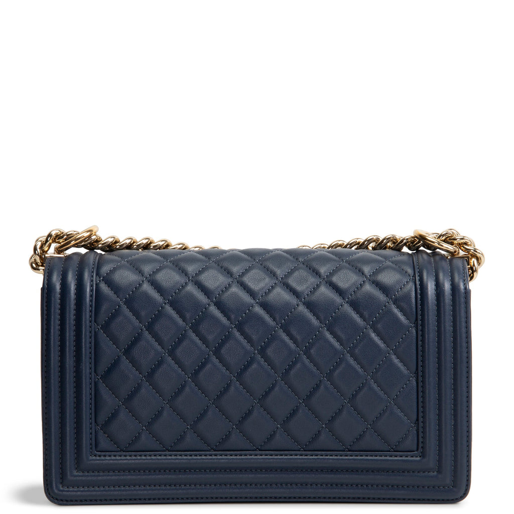 CHANEL Medium Quilted Boy Bag - Navy