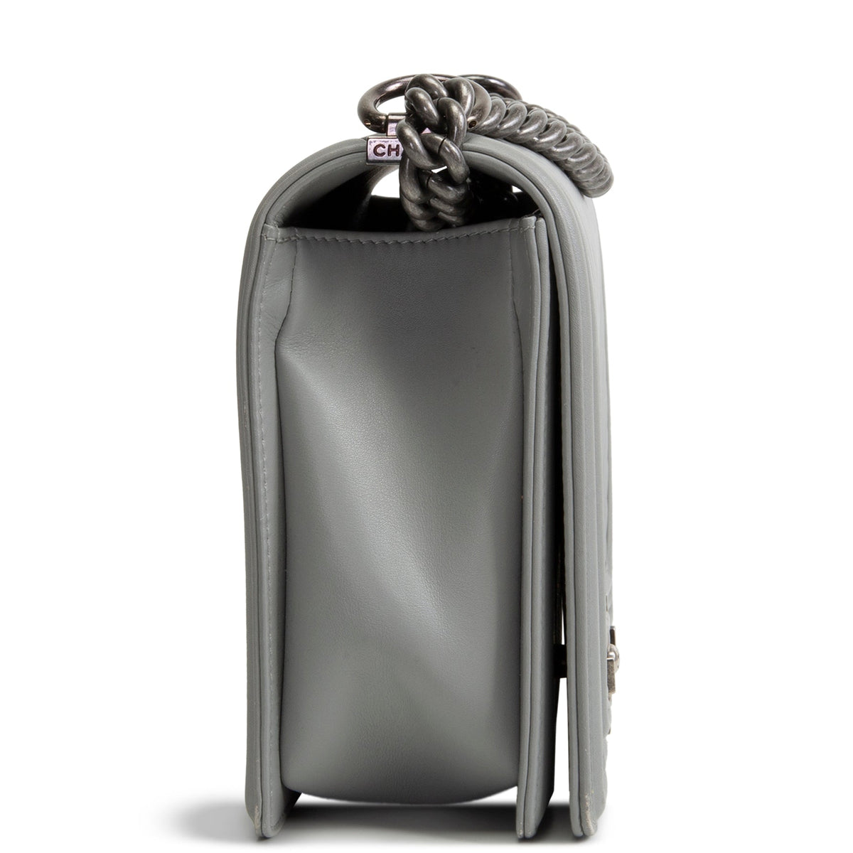 CHANEL Large Chevron Boy Bag - Grey