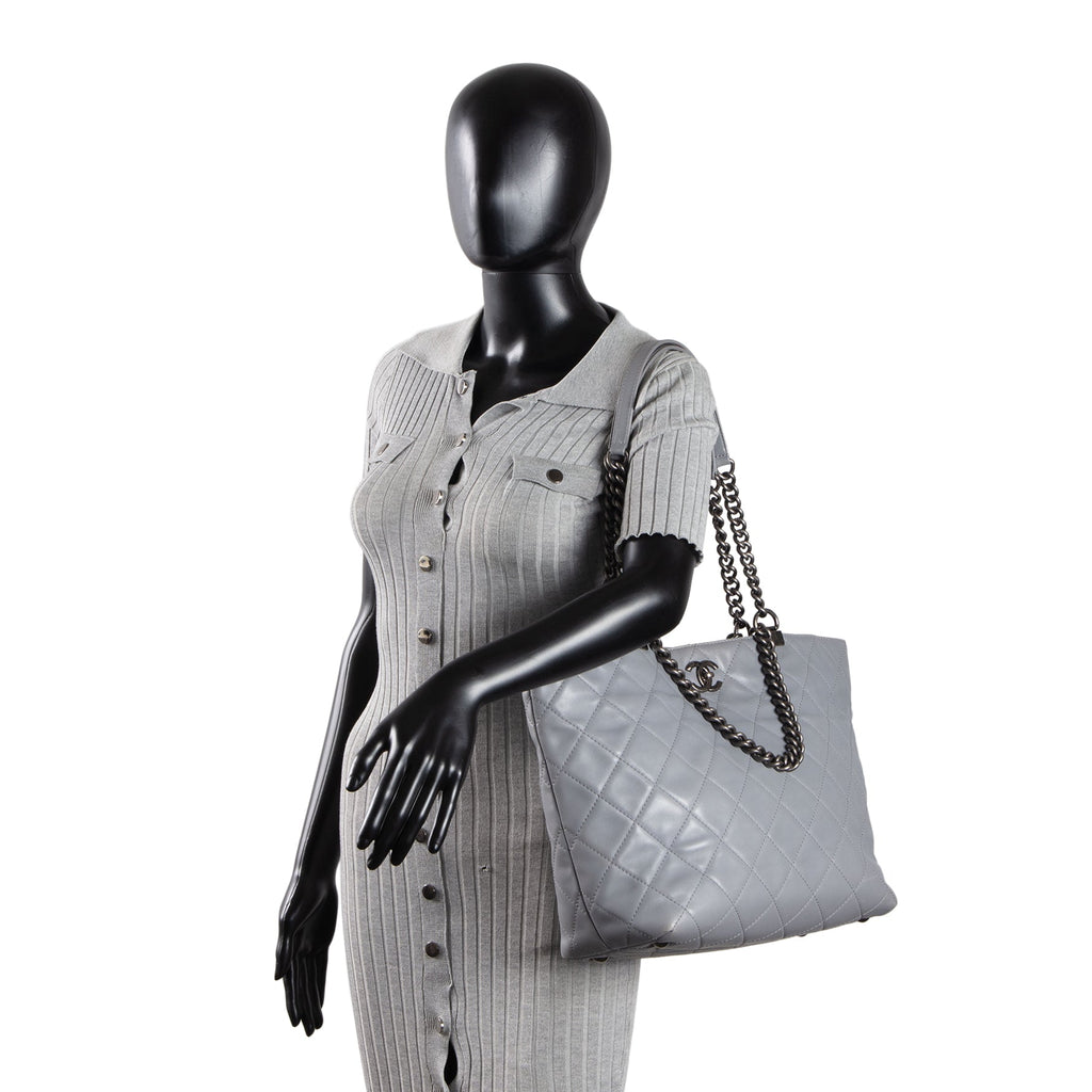 CHANEL Paris Seoul Shopping In Chains Tote - Grey OUTLET FINAL SALE