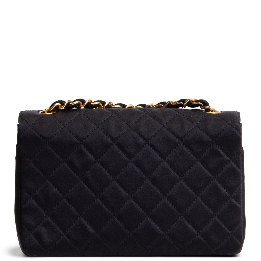 CHANEL Vintage Satin CC Turnlock Flap Bag - Black