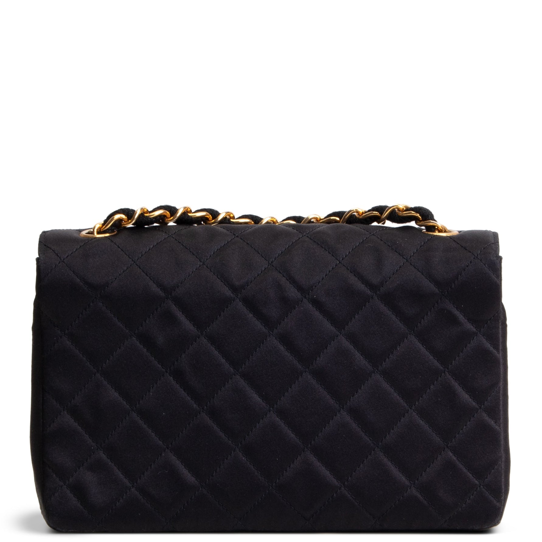 CHANEL Vintage Satin CC Turnlock Flap Bag - Black