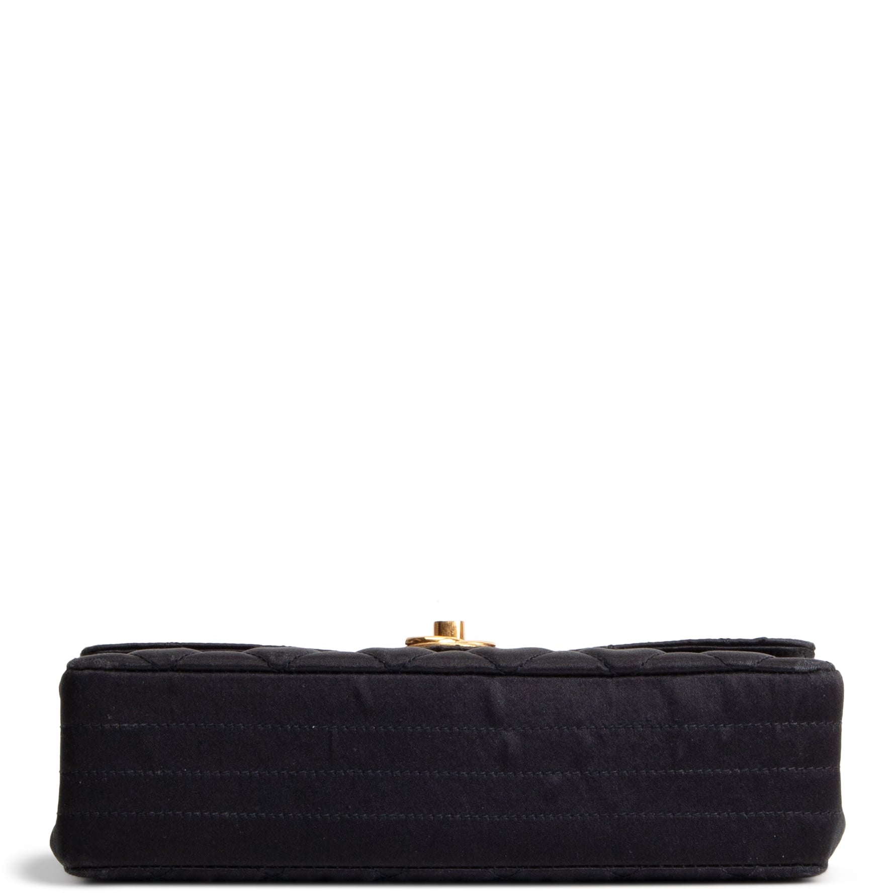 CHANEL Vintage Satin CC Turnlock Flap Bag - Black