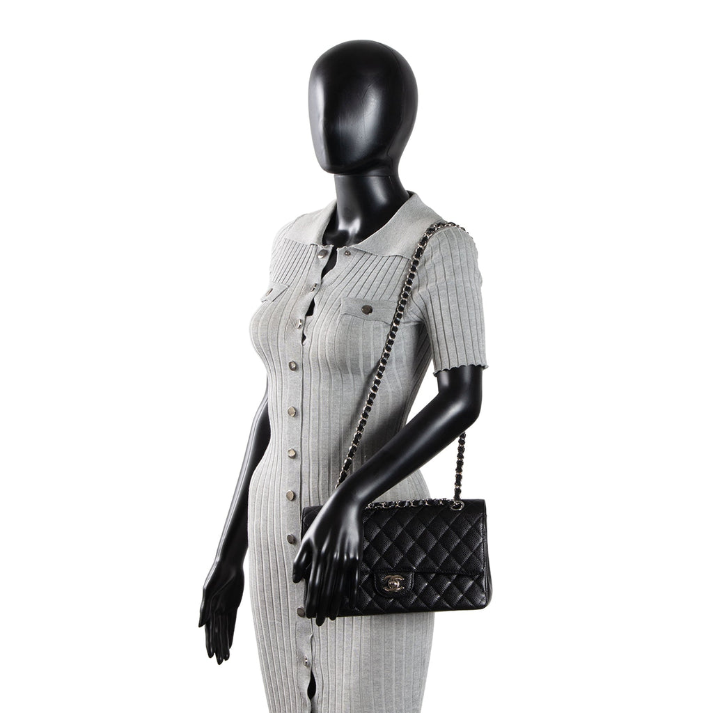 CHANEL Caviar Medium Double Flap Bag - Black