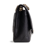 CHANEL Caviar Quilted Maxi Double Flap Shoulder Bag - Black
