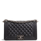 CHANEL Quilted Caviar Medium Boy Bag - Black