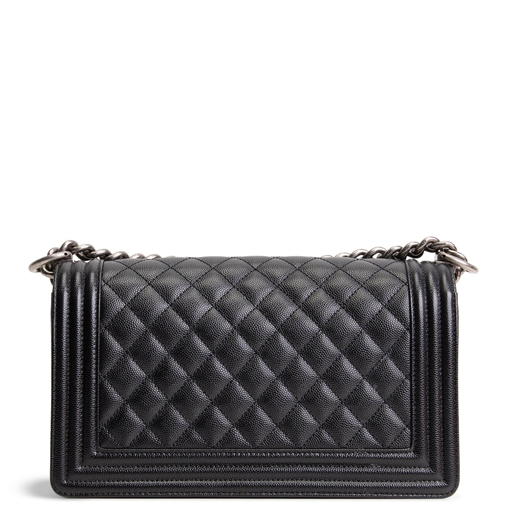 CHANEL Quilted Caviar Medium Boy Bag - Black