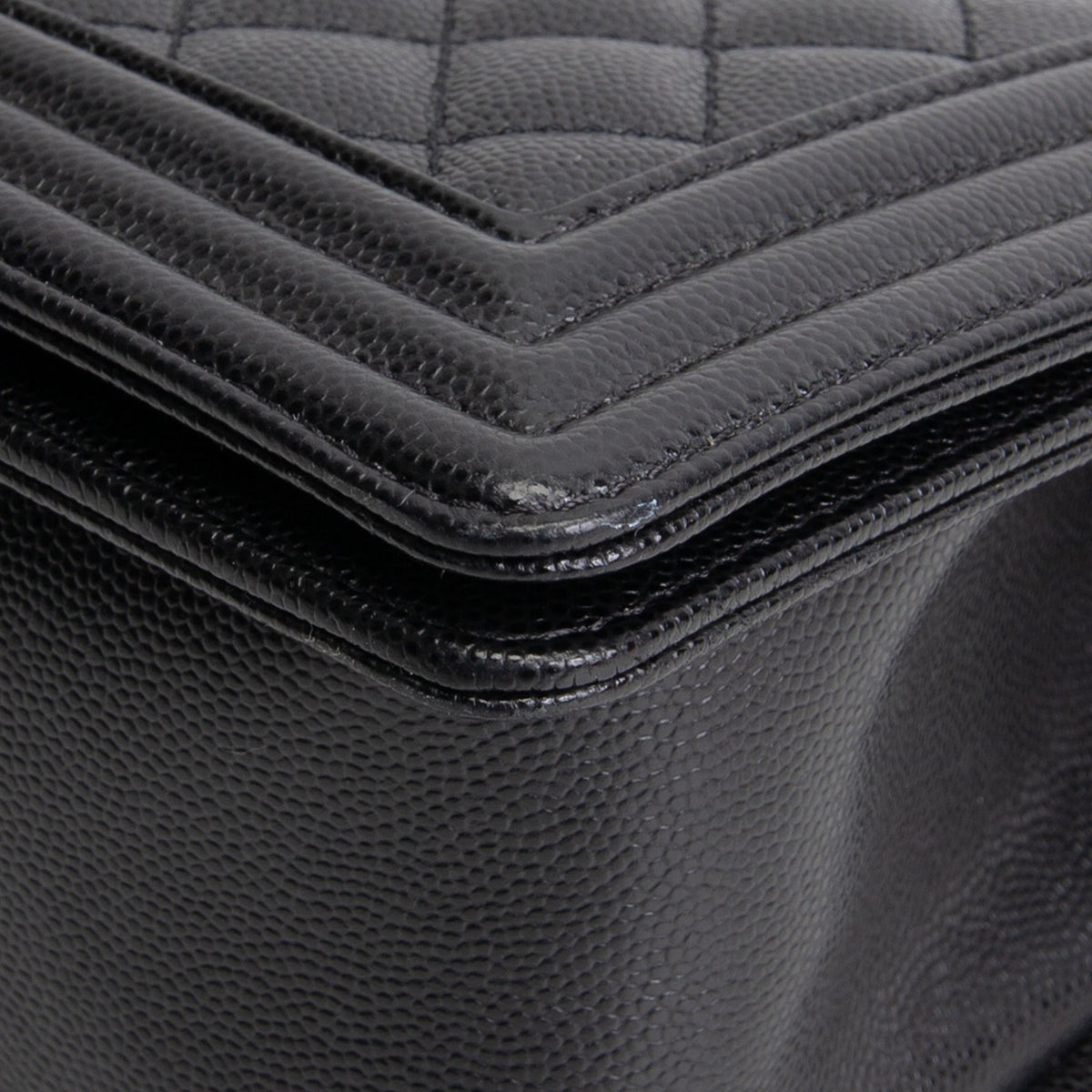 CHANEL Quilted Caviar Medium Boy Bag - Black