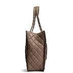 CHANEL Large Secrets Tote Quilted Calfskin w/ Tweed Trim - Taupe
