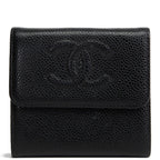CHANEL Vintage Caviar Timeless CC Compact Wallet - Black