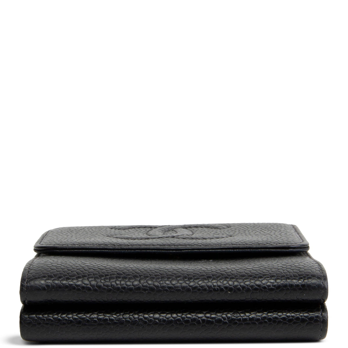 CHANEL Vintage Caviar Timeless CC Compact Wallet - Black