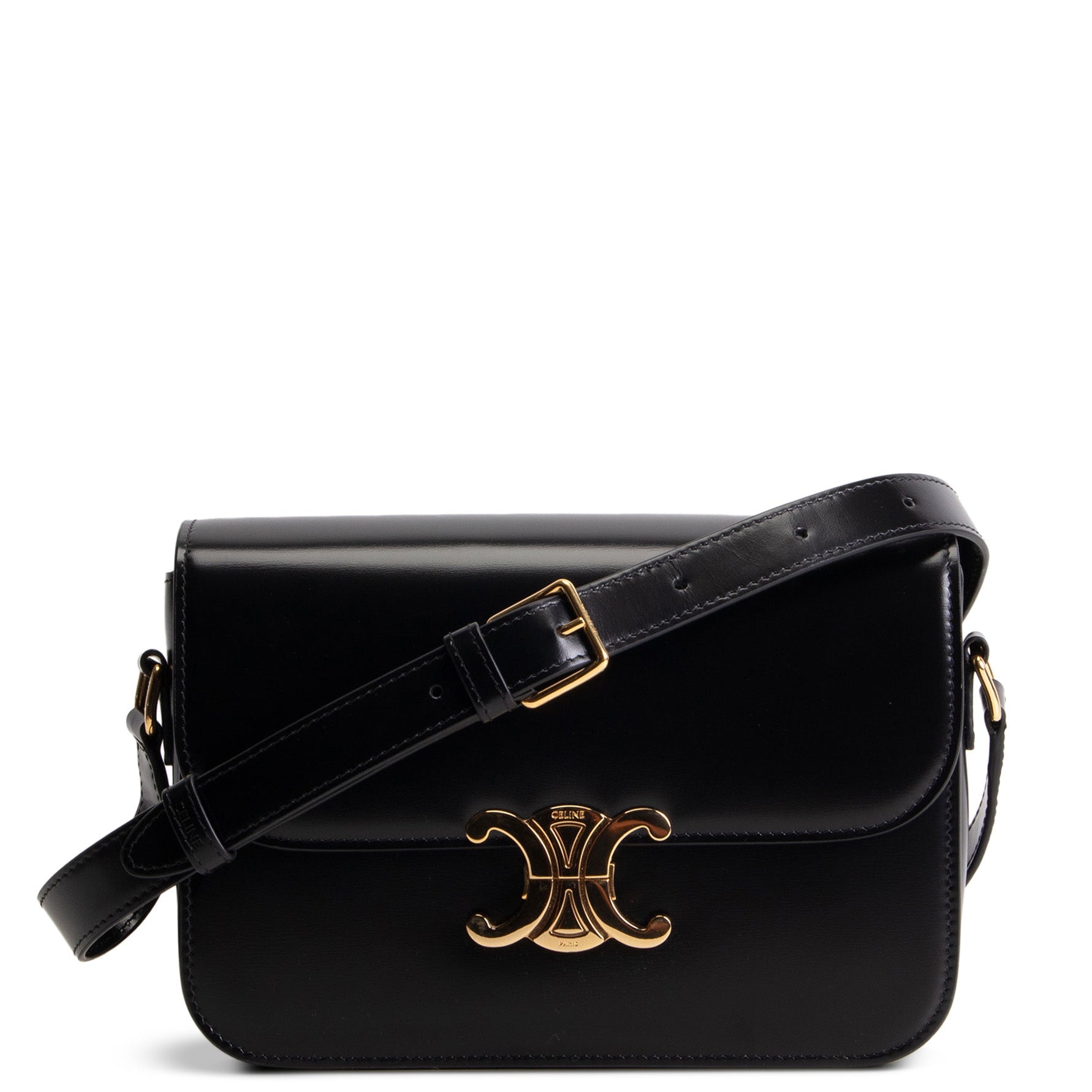 CELINE Classique Triomphe Shoulder Bag - Black