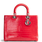 DIOR Large Lady Dior w/ Strap - Crocodile