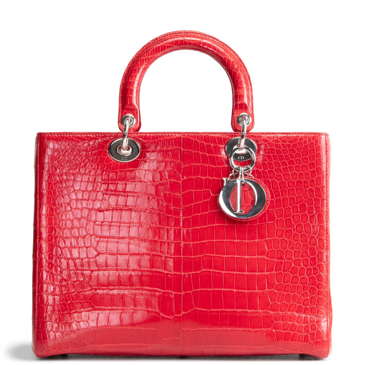DIOR Large Lady Dior w/ Strap - Crocodile