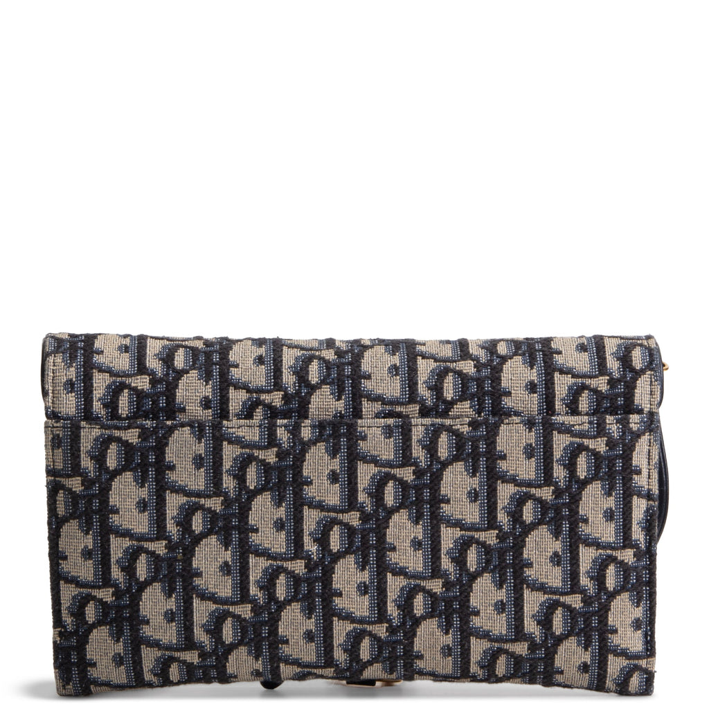 DIOR Oblique Jacquard Saddle Chain Wallet - Long - Blue