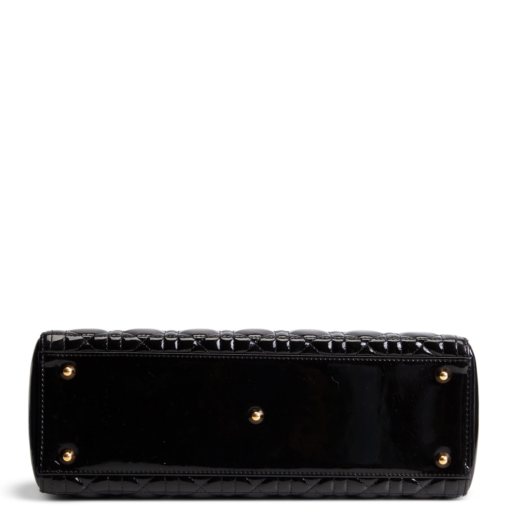 DIOR Cannage Patent Leather Lady Dior Large - Black/Gold