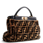 FENDI Medium Zucca Shearling Peekaboo Bag