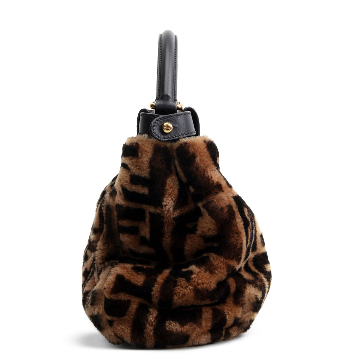 FENDI Medium Zucca Shearling Peekaboo Bag