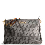 FENDI Velvet Zucca FF O'Lock Chenille Bag - Grey OUTLET FINAL SALE