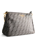 FENDI Velvet Zucca FF O'Lock Chenille Bag - Grey OUTLET FINAL SALE
