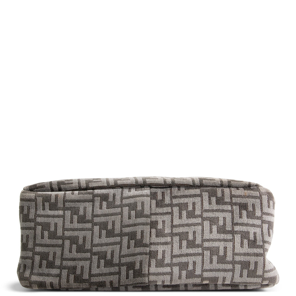 FENDI Velvet Zucca FF O'Lock Chenille Bag - Grey OUTLET FINAL SALE