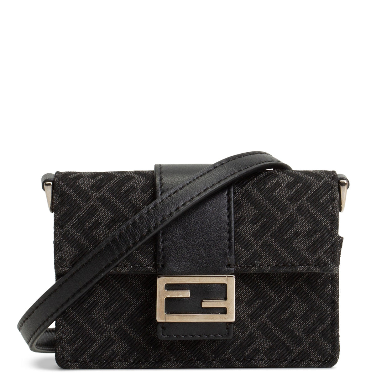 FENDI Zucca Micro Flat Baguette Card Holder - Black