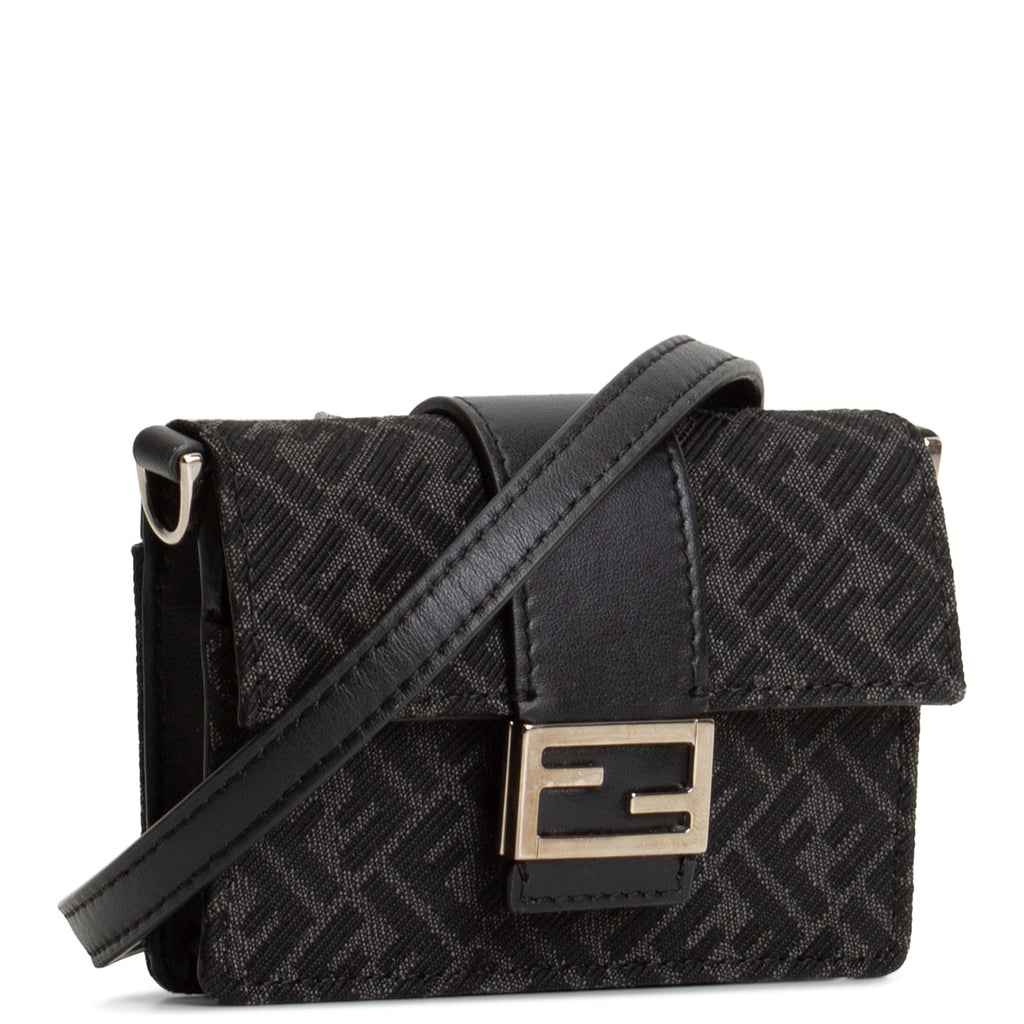 FENDI Zucca Micro Flat Baguette Card Holder - Black