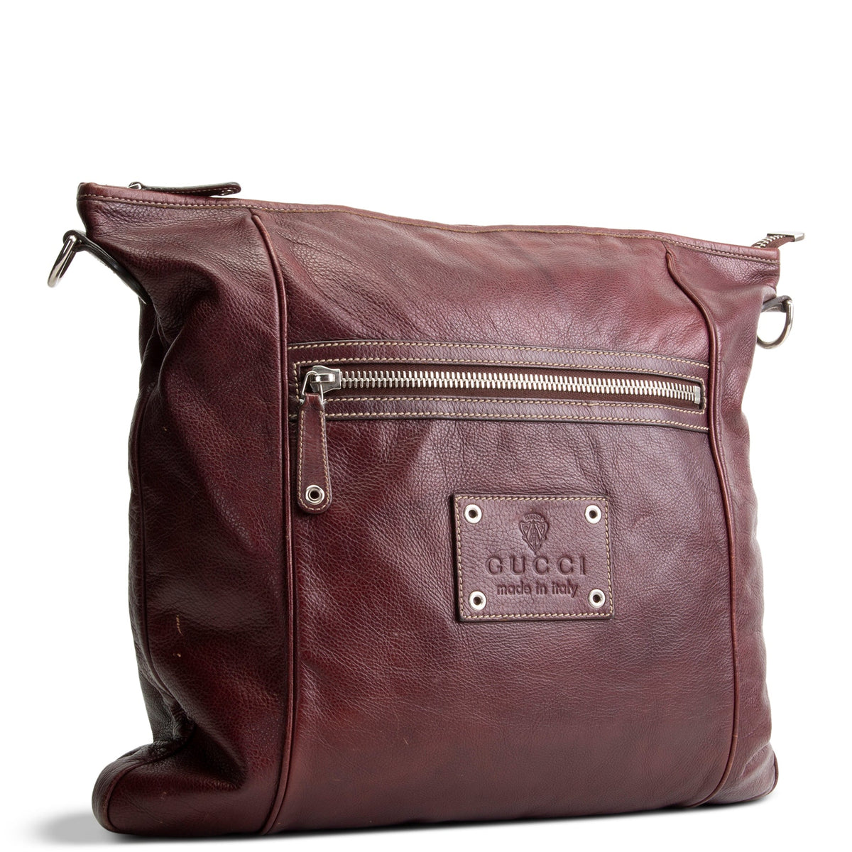 GUCCI Leather Crest Messenger - Burgundy