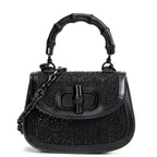 GUCCI Mini 1947 Bamboo Crystal Shoulder Bag - Black