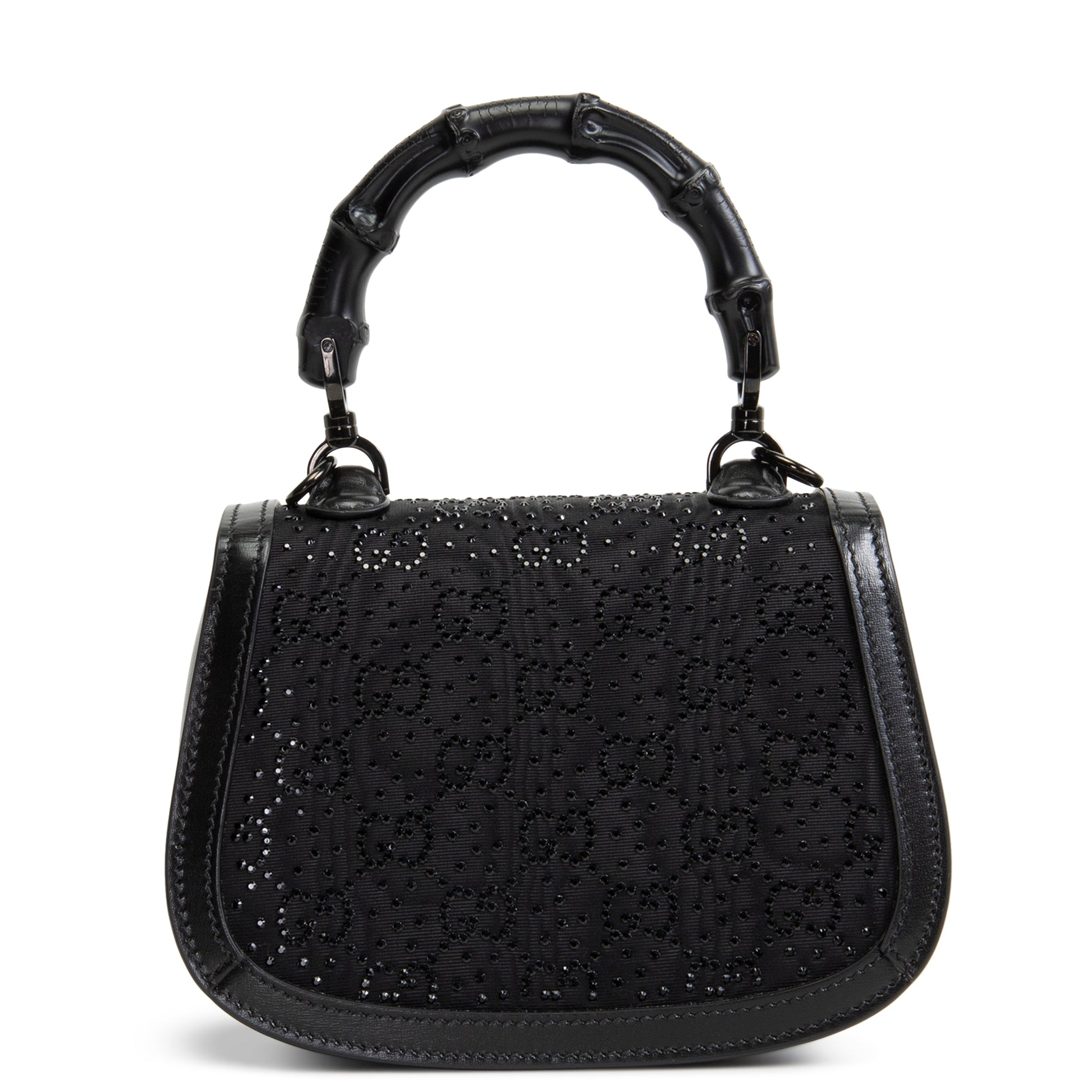 GUCCI Mini 1947 Bamboo Crystal Shoulder Bag - Black