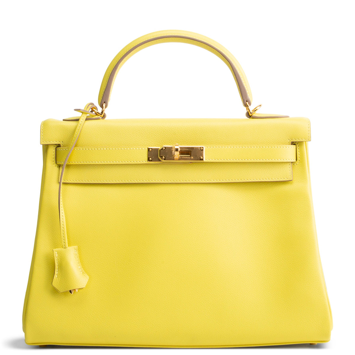 HERMES Kelly II 32 Retourne Evercolor - Lime (w/ Gold Hardware)