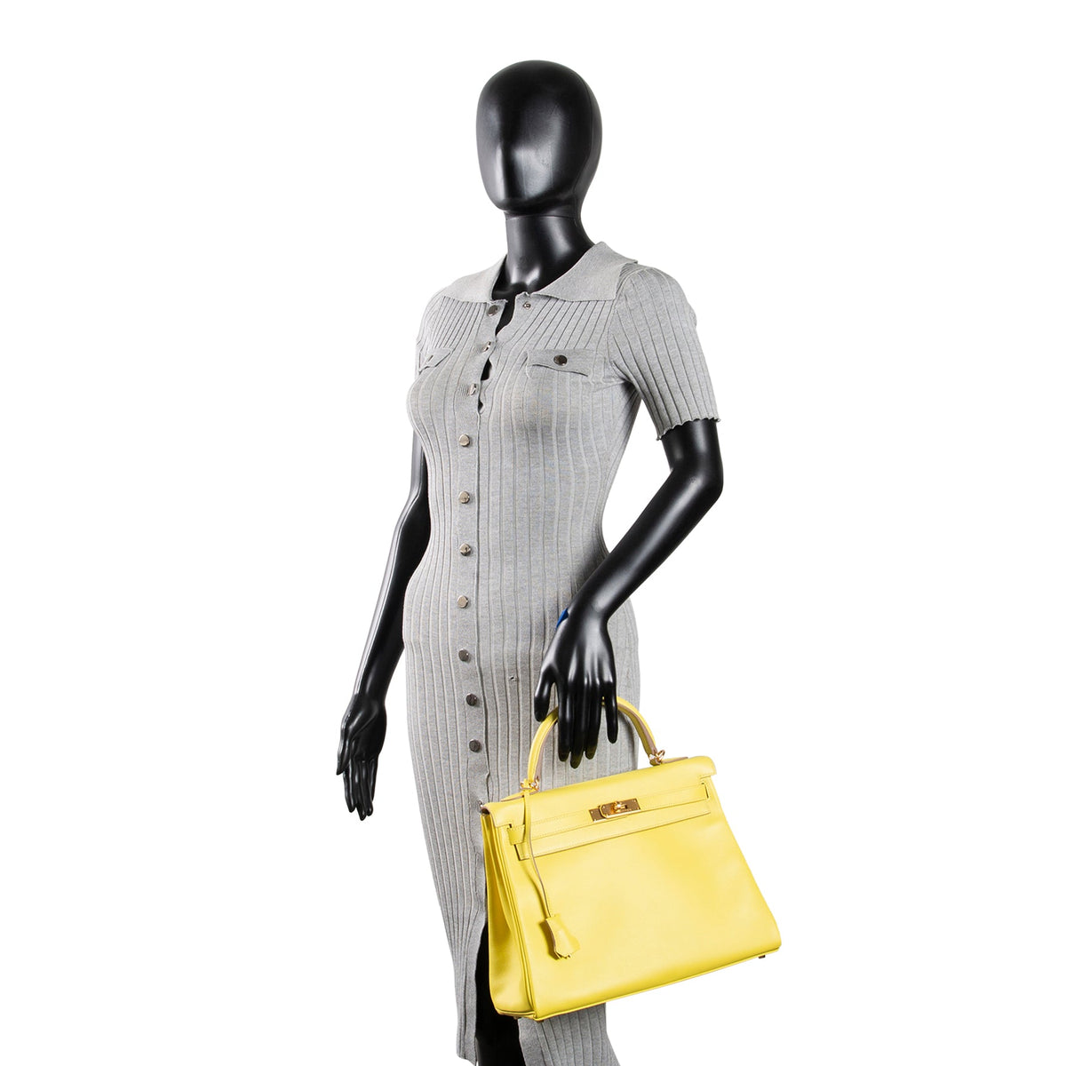 HERMES Kelly II 32 Retourne Evercolor - Lime (w/ Gold Hardware)