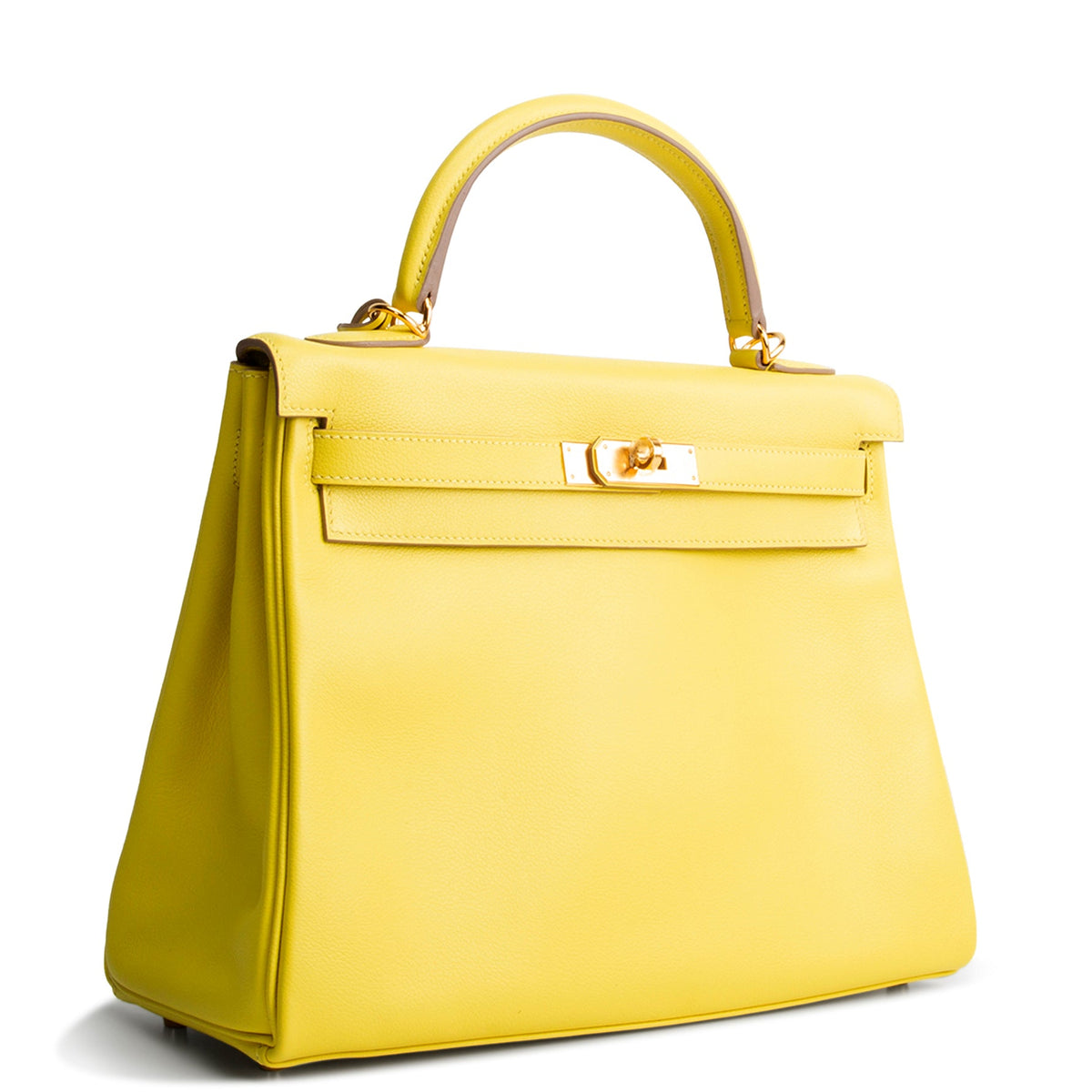 HERMES Kelly II 32 Retourne Evercolor - Lime (w/ Gold Hardware)
