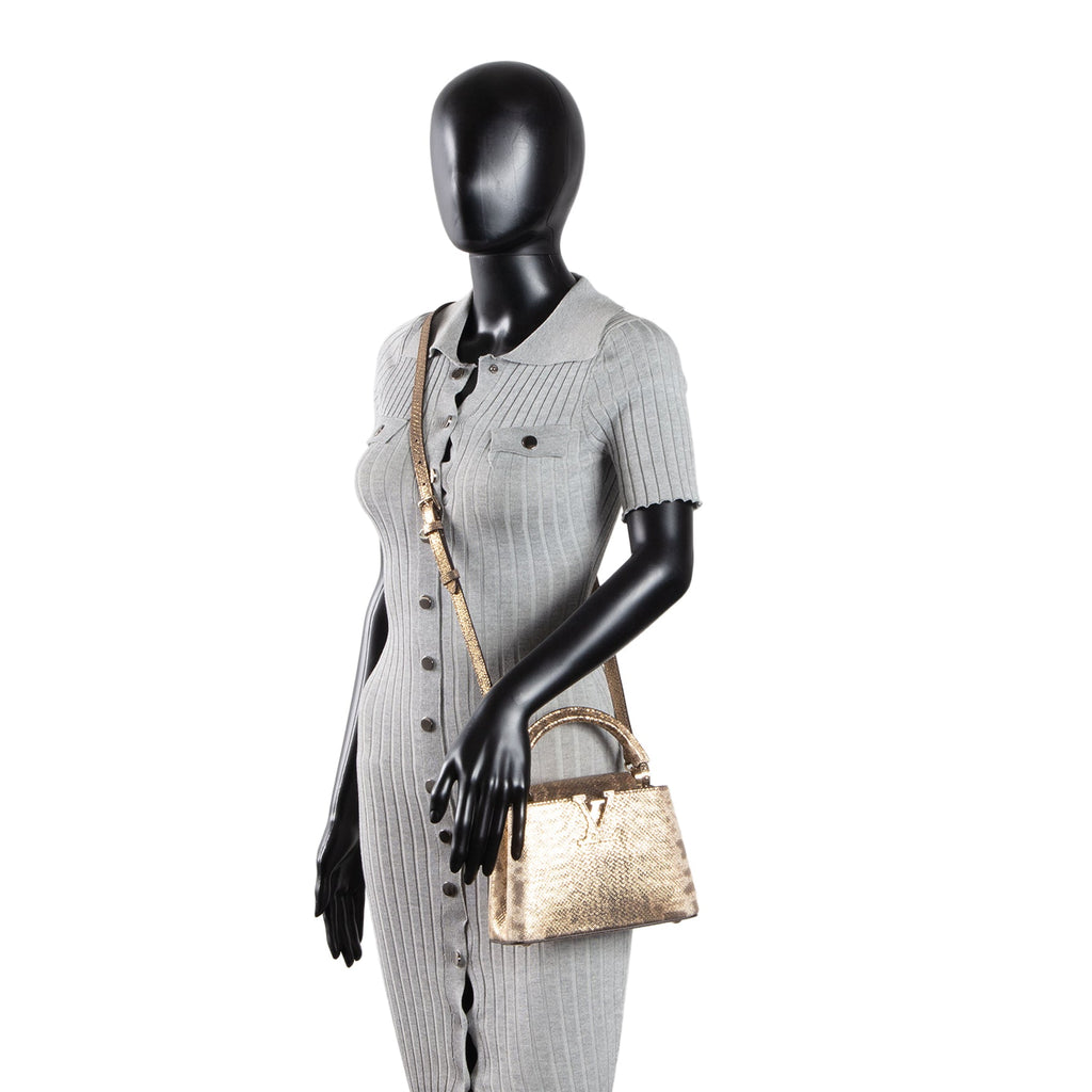 LOUIS VUITTON Lizard Mini Capucines Handle Bag - Brown