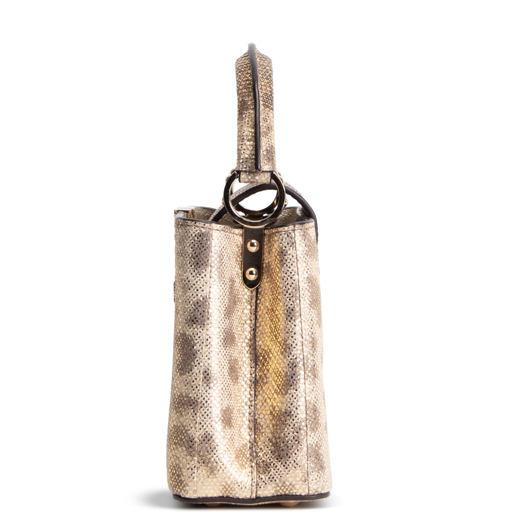 LOUIS VUITTON Lizard Mini Capucines Handle Bag - Brown