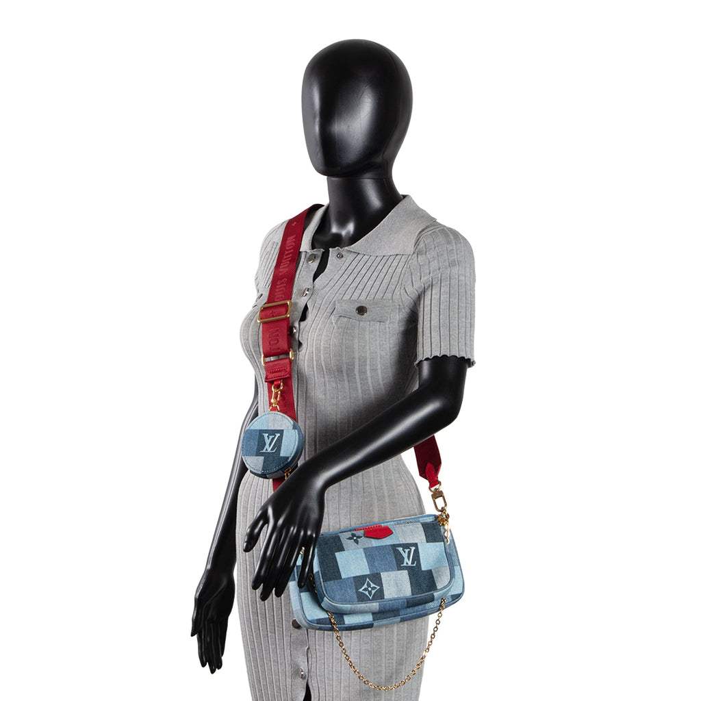 LOUIS VUITTON Damier Denim Patchwork Multi Pochette Accessoires - Blue/Red