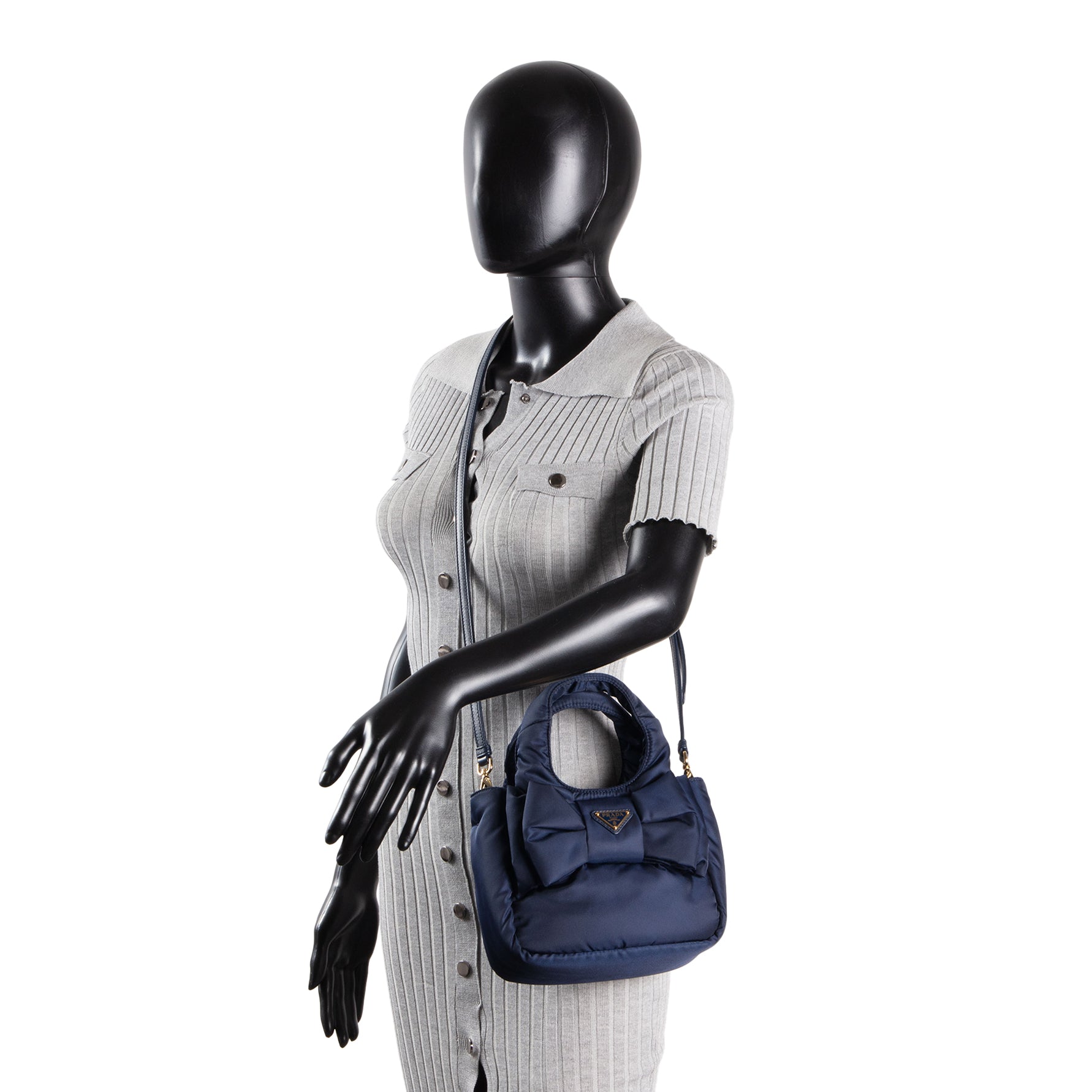PRADA Padded Re-Nylon Bow - Mini - Baltic Blue