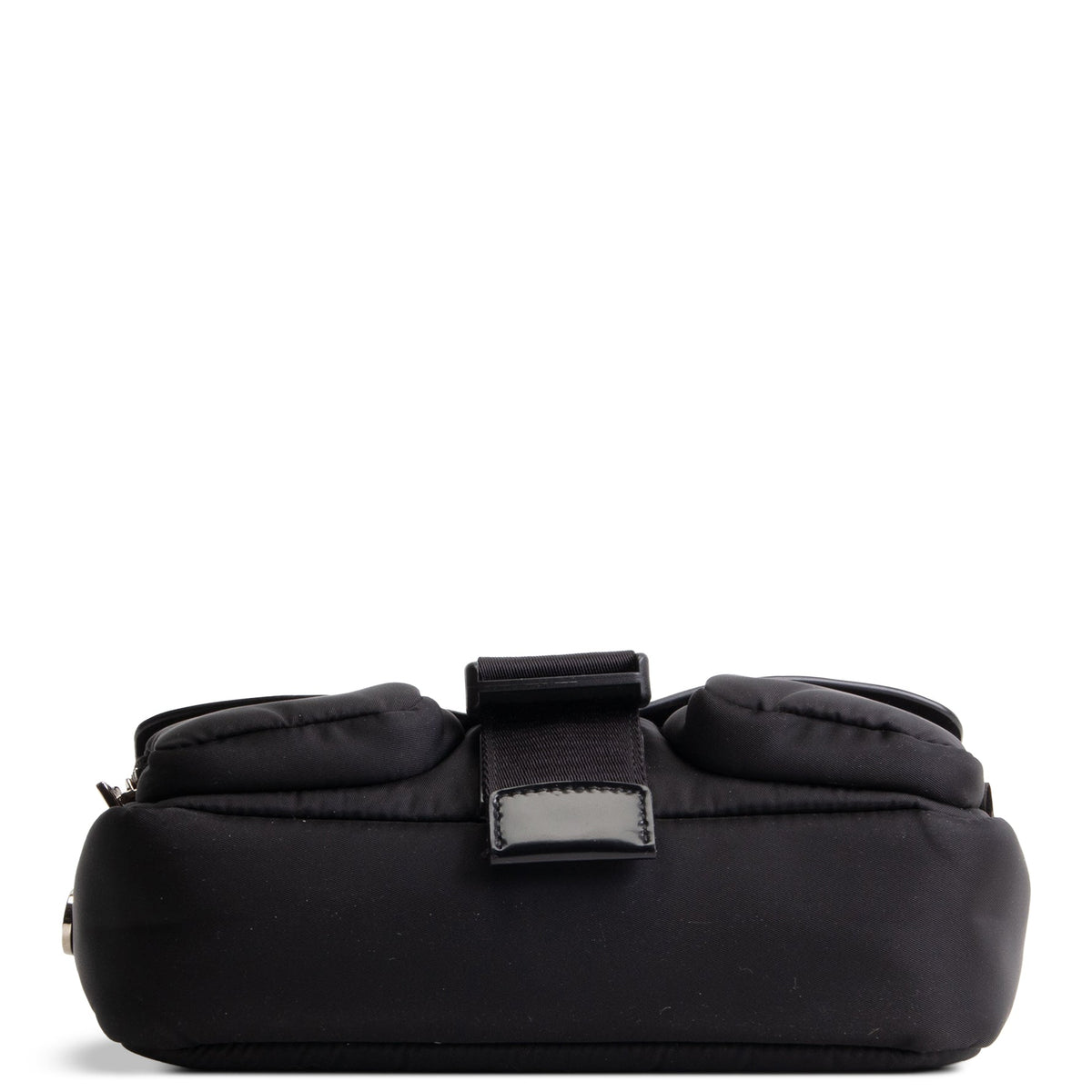 PRADA Tessuto & Spazzolata Buckle Pocket Crossbody - Black