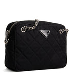 PRADA Tessuto Nylon Impuntu Shoulder Bag - Black
