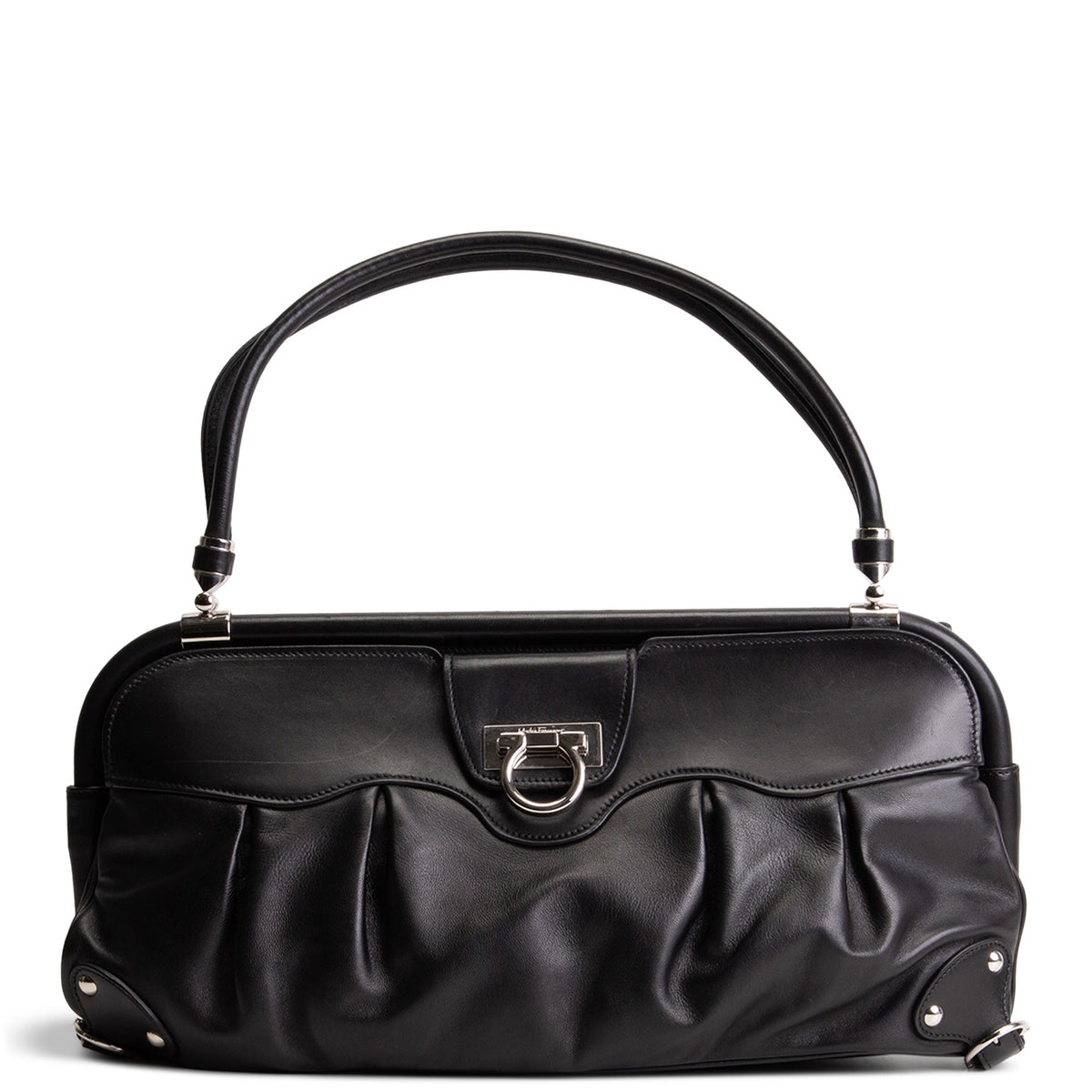SALVATORE FERRAGAMO XL Leather Shoulder Bag - Black