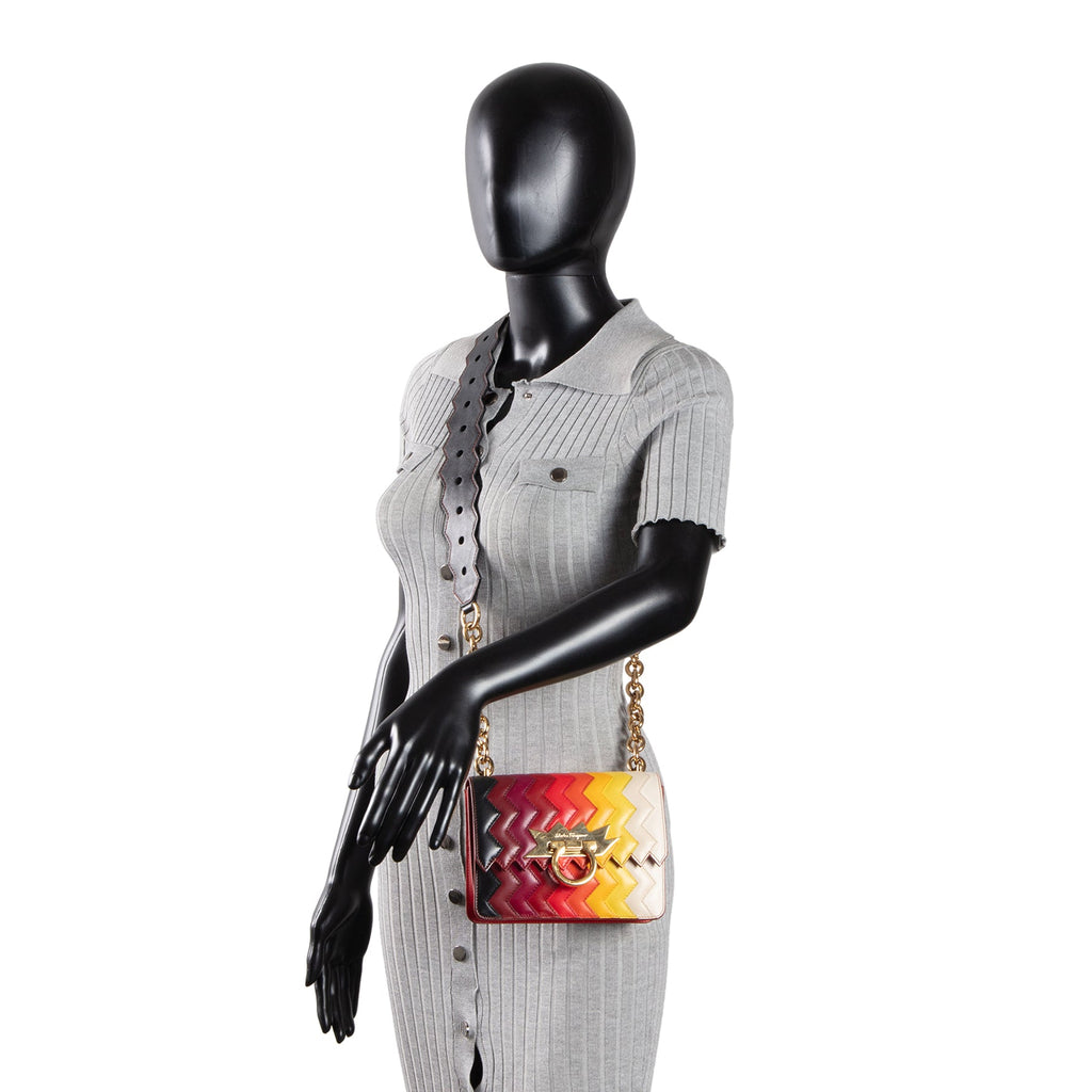 SALVATORE FERRAGAMO X Sara Battaglia Zig Zag Rainbow Bag OUTLET FINAL SALE