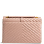 SAINT LAURENT Large Matelasse Monogram Envelope Bag - Peach/Pink