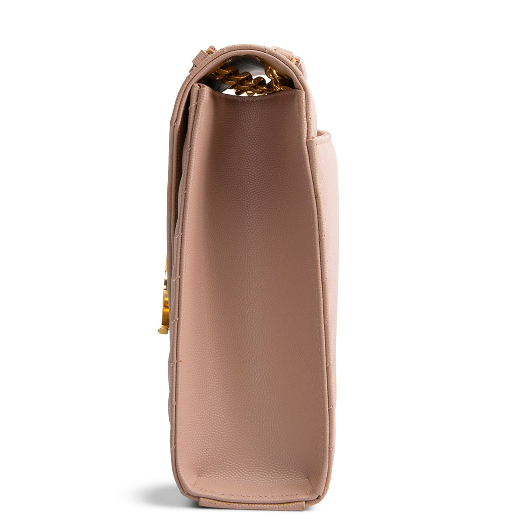 SAINT LAURENT Large Matelasse Monogram Envelope Bag - Peach/Pink