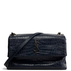 SAINT LAURENT West Hollywood Croc Embossed - Navy