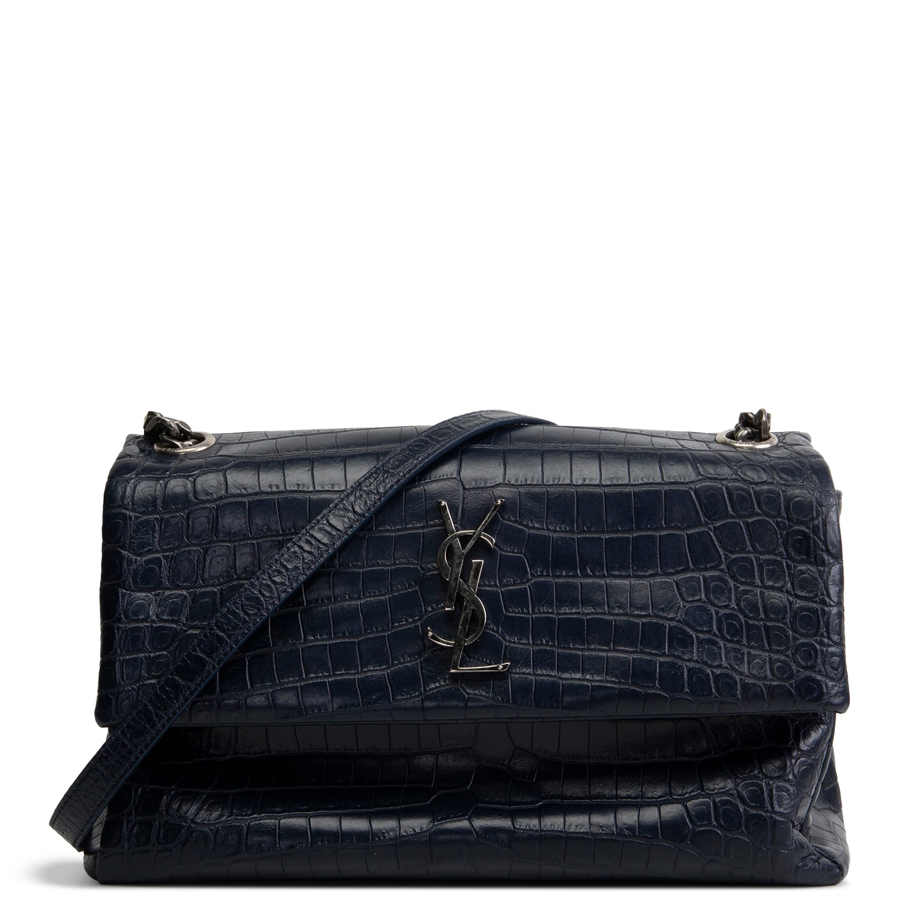 SAINT LAURENT West Hollywood Croc Embossed - Navy