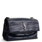 SAINT LAURENT West Hollywood Croc Embossed - Navy
