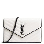 SAINT LAURENT Envelope Wallet on Chain - White w/ Black