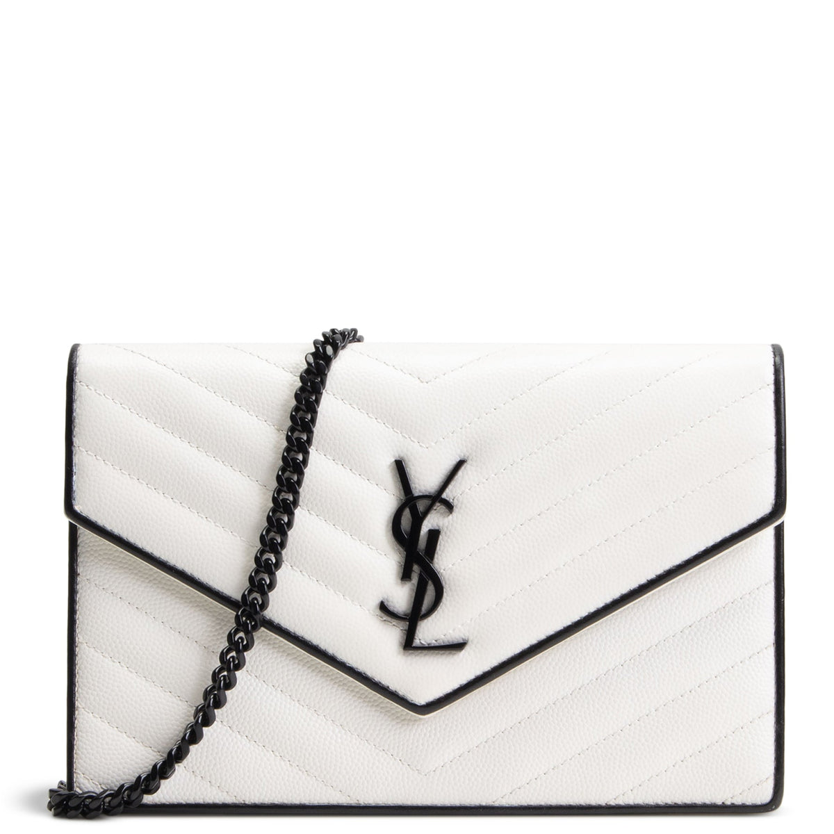 SAINT LAURENT Envelope Wallet on Chain - White w/ Black