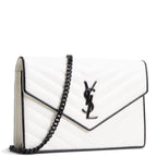 SAINT LAURENT Envelope Wallet on Chain - White w/ Black