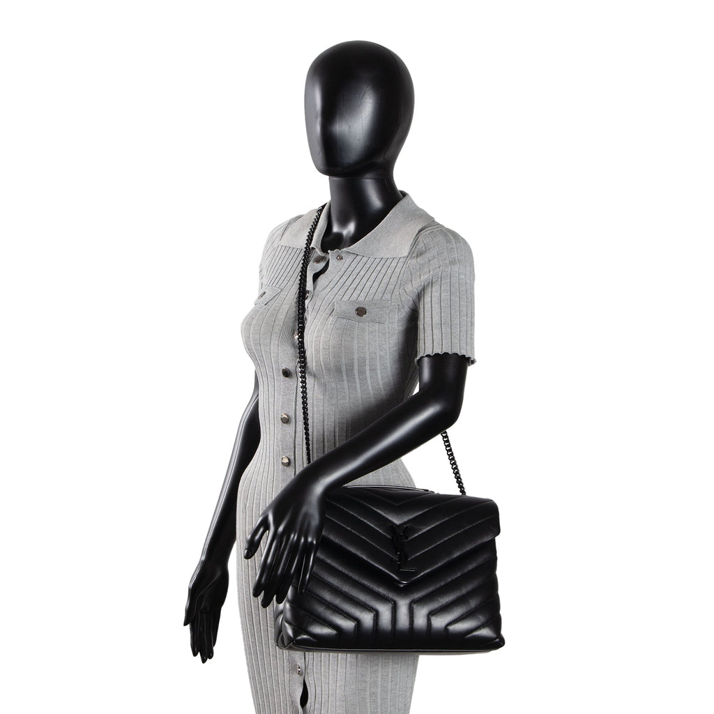 SAINT LAURENT Medium Loulou Shoulder Bag - Black